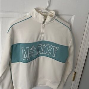 Mickey Mouse Cream and Blue Quarter-Zip Sweatshirt